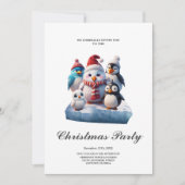 かわいい漫画のスタイルペンギン。 招待状 (正面)