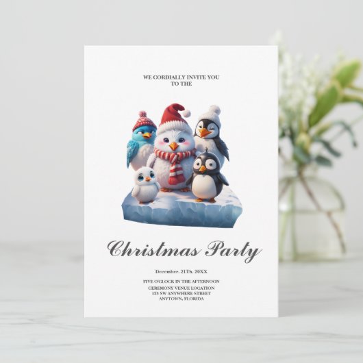 かわいい漫画のスタイルペンギン。 招待状 (スタンド正面)