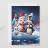 かわいい漫画のスタイルペンギン。 招待状 (裏面)