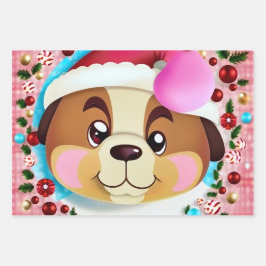 かわいい漫画のスタイル ラッピングペーパーシート (正面)