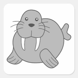 かわいい漫画のセイウチ スクエアシール
