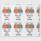 かわいい漫画のセーター冷たいゲーゼのダックカップル ラッピングペーパー (フラット)