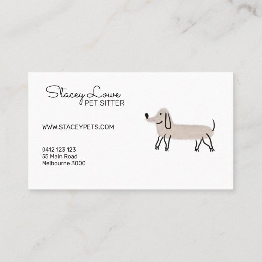 かわいい漫画のソーセージ犬ペットシッター | ドッグウォーカー 名刺 (裏面)