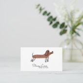 かわいい漫画のソーセージ犬ペットシッター | ドッグウォーカー 名刺 (スタンド正面)