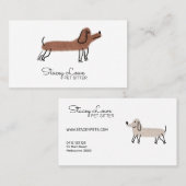 かわいい漫画のソーセージ犬ペットシッター | ドッグウォーカー 名刺 (正面/裏面)