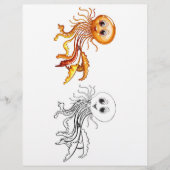 かわいい漫画のタコのカラーリングページ チラシ (正面)