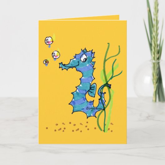 かわいい漫画のタツノオトシゴ カード (正面)