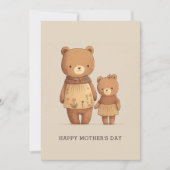 かわいい漫画のテディは動物を生む。マザーズデー シーズンカード (正面)