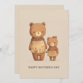 かわいい漫画のテディは動物を生む。マザーズデー シーズンカード (正面/裏面)
