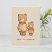 かわいい漫画のテディは動物を生む。マザーズデー シーズンカード (スタンド正面)