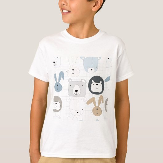 かわいい漫画のテディー・ベアの幼児およびウサギのバニー Tシャツ (正面)
