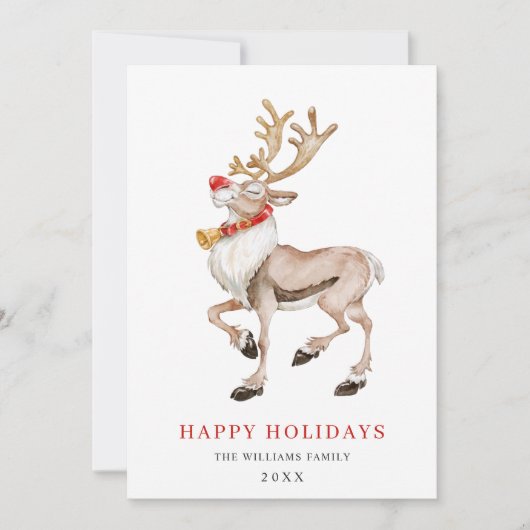 かわいい漫画のトナカイ　メリークリスマス シーズンカード (正面)