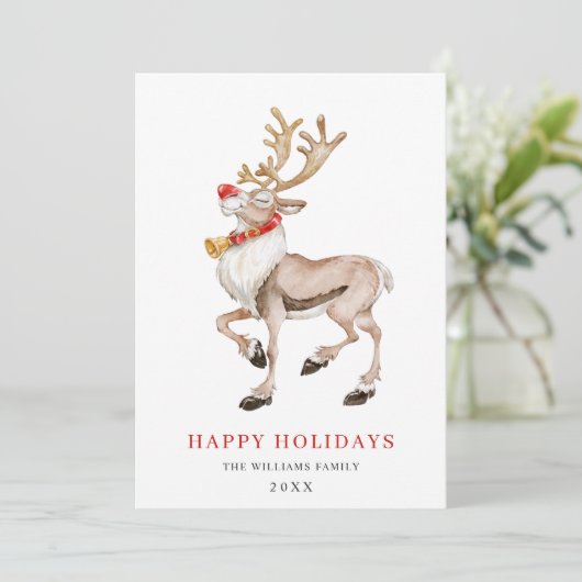 かわいい漫画のトナカイ　メリークリスマス シーズンカード (スタンド正面)