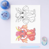 かわいい漫画のドラゴンカラーリングページ チラシ (シングル)