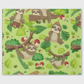 かわいい漫画のナマケモノ柄 ラッピングペーパー (フラット)