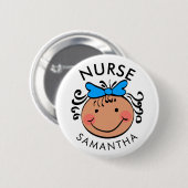 かわいい漫画のナースの名前 缶バッジ (正面&裏面)