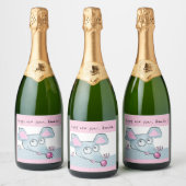 かわいい漫画のネズミのマウス新年2020シンボルキッズc スパークリングワインラベル (ボトル)