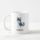 かわいい漫画のハスキー犬の名前をカスタムする コーヒーマグカップ (左)