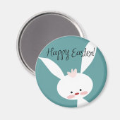 かわいい漫画のハッピーイースター白いバニーマグネット マグネット (正面/裏面)