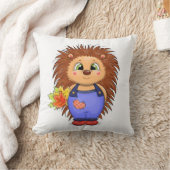 かわいい漫画のハリネズミと紅葉。 クッション (ブランケット)