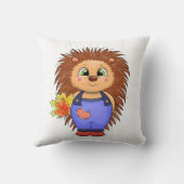 かわいい漫画のハリネズミと紅葉。 クッション (裏面)