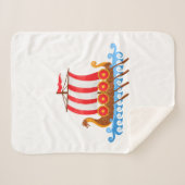 かわいい漫画のバイキング船 シェルパブランケット (正面(横))