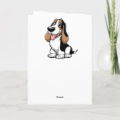 かわいい漫画のバスセットハウンドパピードッグ誕生日 カード (裏面)