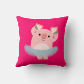 かわいい漫画のバレリーナのブタの枕 クッション (裏面)