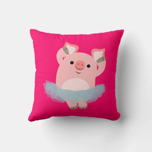 かわいい漫画のバレリーナのブタの枕 クッション (裏面)
