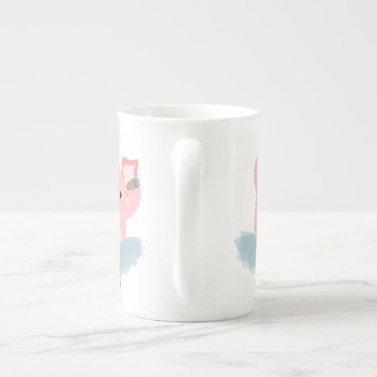 かわいい漫画のバレリーナのブタの骨灰磁器のマグ ボーンチャイナマグカップ (裏面)