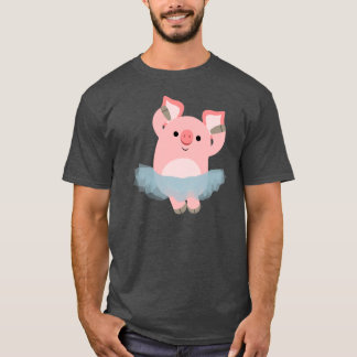 かわいい漫画のバレリーナのブタのTシャツ Tシャツ