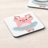 かわいい漫画のバレリーナ豚のコースターセット コースター (左側)