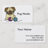 かわいい漫画のパグのかぎ針編みの名刺 名刺 (正面/裏面)