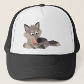 かわいい漫画のパパウルフとパップスハット キャップ (正面)