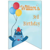 かわいい漫画のヒッポ祝の誕生日 バンティングフラッグ (第1の旗)