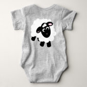 かわいい漫画のヒツジのグレー ベビーボディスーツ (裏面)