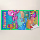 かわいい漫画のビーチタオル ビーチタオル (正面)