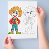 かわいい漫画のピエロの男性のぬりえページ チラシ (手)