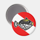 かわいい漫画のピエロトリガーフィッシュ潜航フラグ マグネット (正面/裏面)