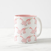 かわいい漫画のピンクのユニコーンのマグ ツートーンマグカップ (正面右)