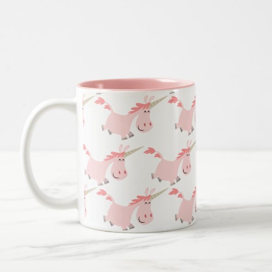 かわいい漫画のピンクのユニコーンのマグ ツートーンマグカップ (左)
