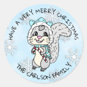 かわいい漫画のフェスティバルリスのクリスマス ラウンドシール (正面)