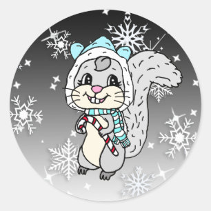かわいい漫画のフェスティバルリスクリスマス ラウンドシール