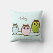 かわいい漫画のフクロウのパーソナライズな装飾用クッション クッション (裏面)