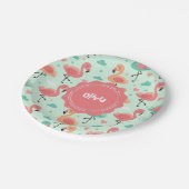 かわいい漫画のフラミンゴのパターン ペーパープレート (アングル)