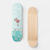 かわいい漫画のフラミンゴ スケートボード (正面)