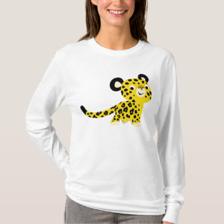 かわいい漫画のフレンドリーなヒョウの女性のTシャツ Tシャツ