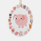 かわいい漫画のブタの曼荼羅のオーナメント セラミックオーナメント (右)