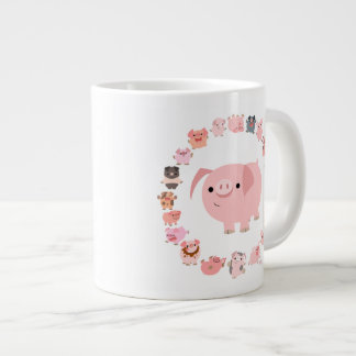 かわいい漫画のブタの曼荼羅のジャンボマグ ジャンボコーヒーマグカップ