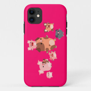 かわいい漫画のブタ家族のiPhone 5/5Sの場合 iPhone 11 ケース